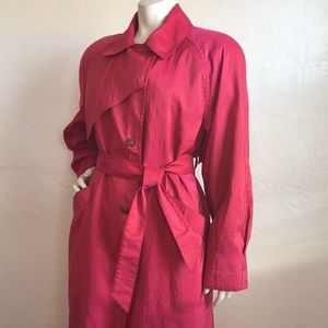 Vintage London Fog 1980s raspberry trench coat